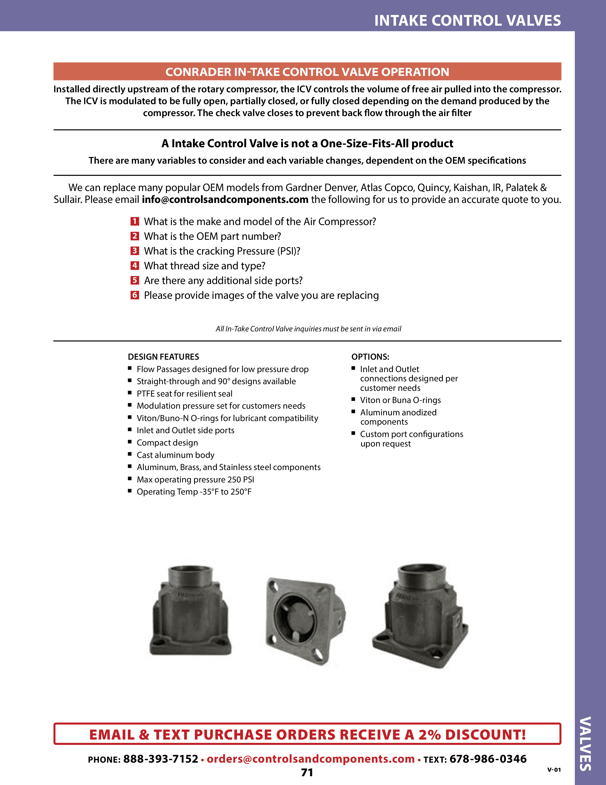 Conrader Intake Control Valves catalog reference